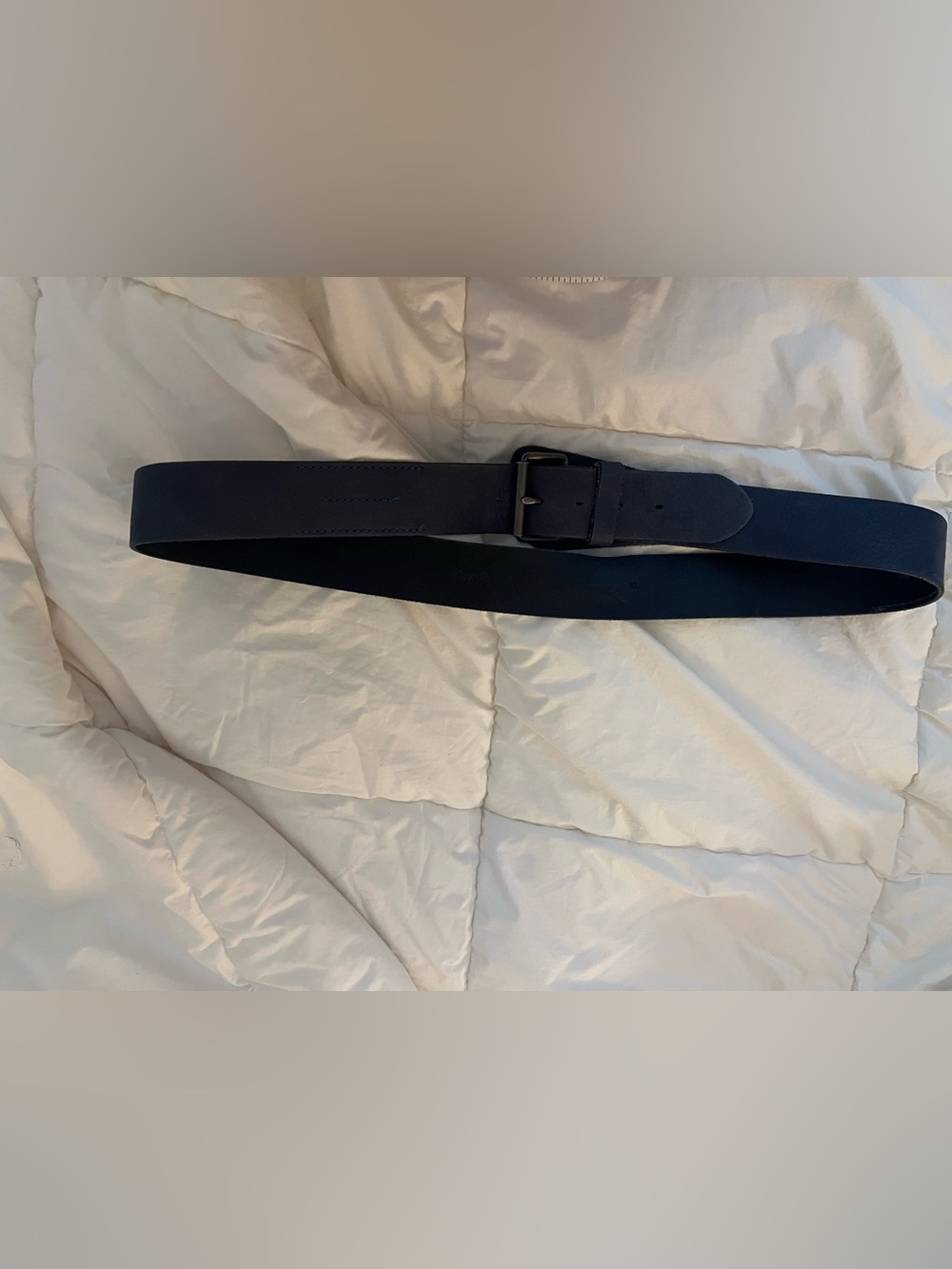 American Eagle Outfitters Navy Leather Belt with Dark Buckle